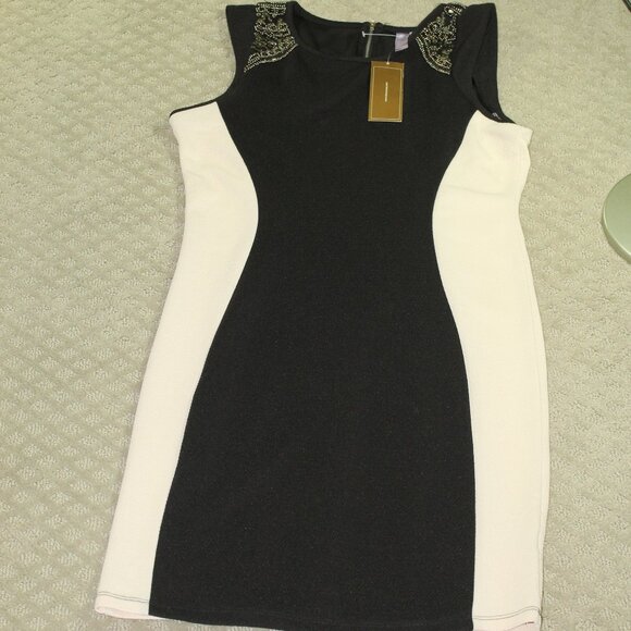 Anthropologie Dresses & Skirts - NWT alya Size L Black Ivory Beaded Textured Sheath Dress